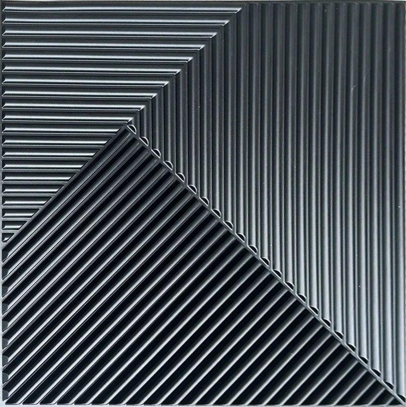 Black and gray geometric patterned tiles