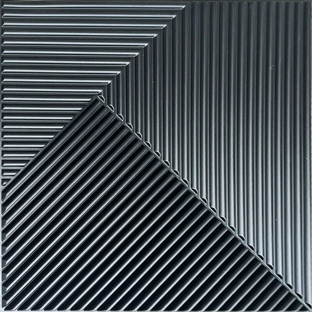 Black and gray geometric patterned tiles