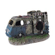 Decorative aquarium rock with a van design on a white background