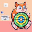 Children's dart board with cartoon fox design on a pink background