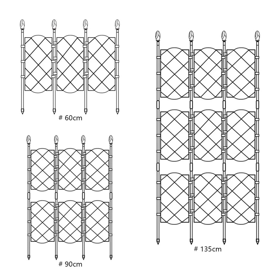 Illustration of decorative screens with dimensions on a white background