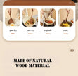 Wooden cooking utensils with text labels on a beige background