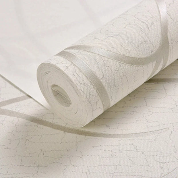 Roll of white textured wallpaper on a matching background