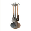 Set of kitchen utensils on a stand with a white background