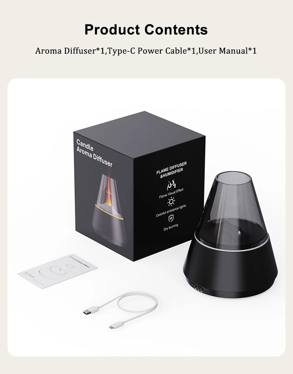 جهاز ترطيب هواء USB مصغر وناشر عطور – لهب LED، 7 ألوان، 120ml