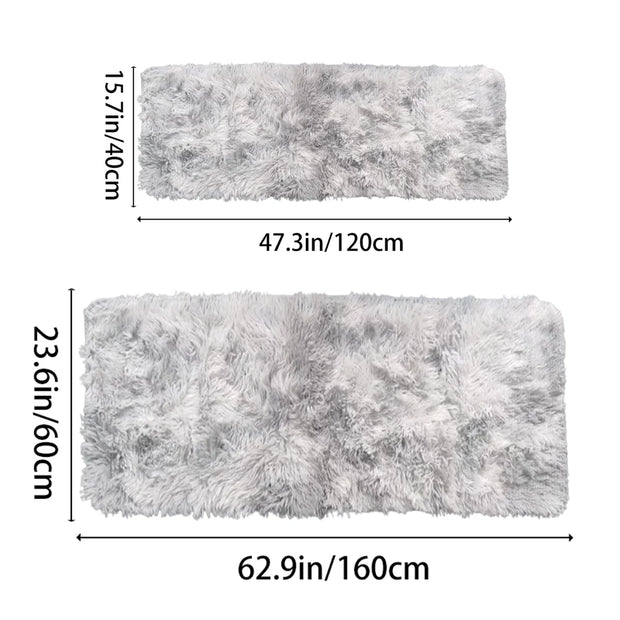 Gray rug with measurements on a white background