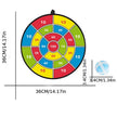 Colorful dartboard with measurement details on a white background