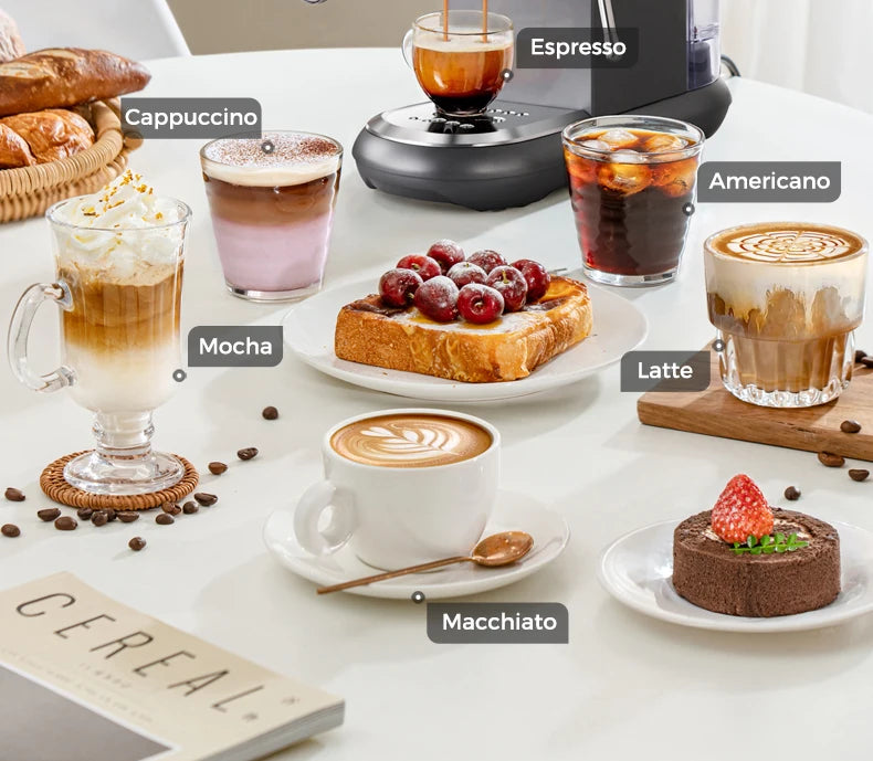 ماكينة إسبريسو Cafelffe شبه أوتوماتيكية – 19 بار، ذراع بخار، تحضير ساخن وبارد