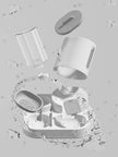 White electronic device with components on a gray background