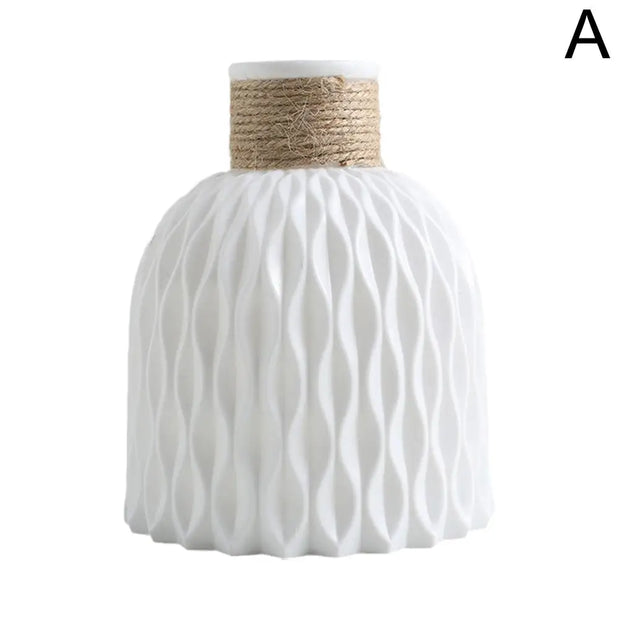 Pineapple Rope-Texture Plastic Vase – Lightweight DIY Flower Pot for Home Decor | 4 Colors