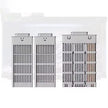 Three metallic filters on a white background