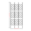 Dimensions of a decorative metal screen with measurements indicated.