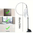 Feather duster with height measurement and compatibility checkmarks for metal, glass, and ceramic surfaces.