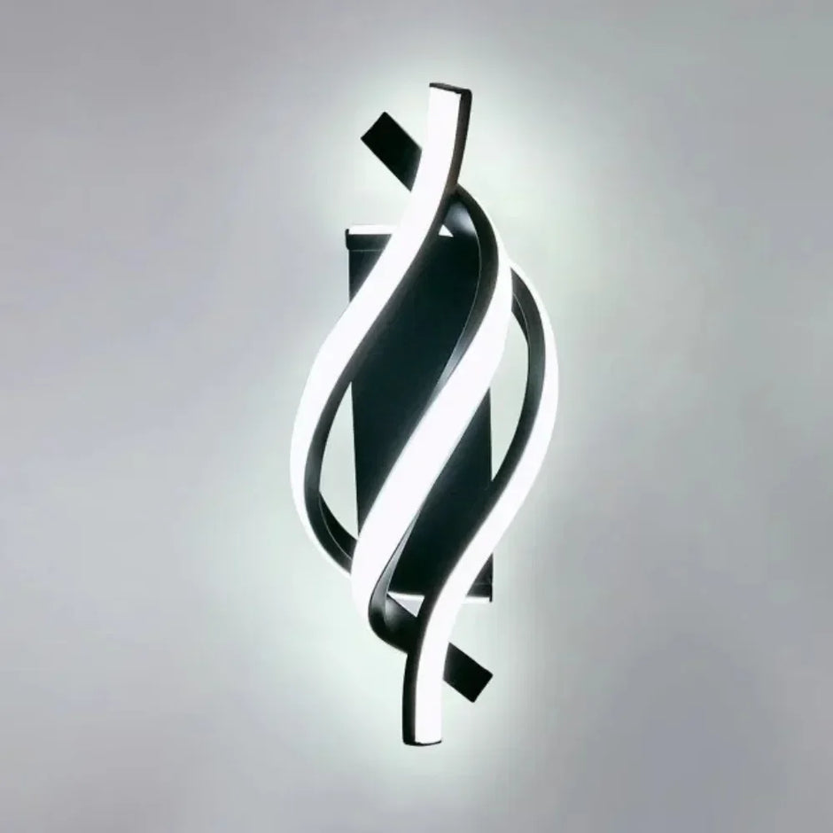 مصباح جداري LED حلزوني منحني – تصميم 3 خطوط، ثلاثي الألوان، أسود وأبيض