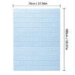 Blue brick-patterned wall sticker with dimensions on a white background