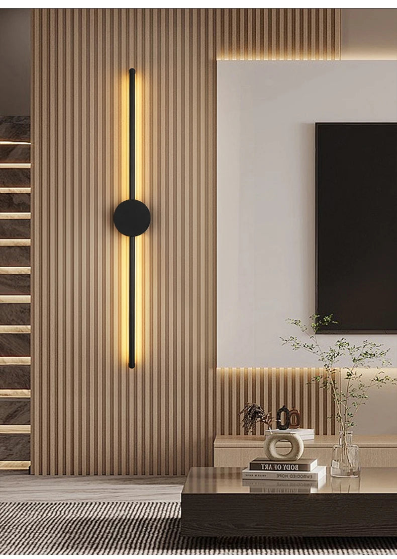 إضاءة جدارية LED عصرية – شكل I من الألومنيوم، قابلة للتعتيم، 3 أحجام