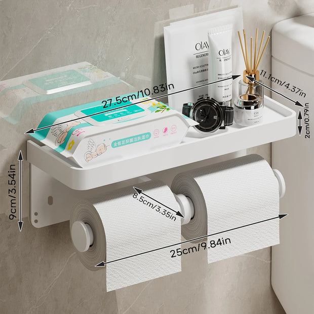 Wall-Mounted Aluminum Toilet Paper Holder – Rust-Proof Tissue Rack for Modern Bathrooms