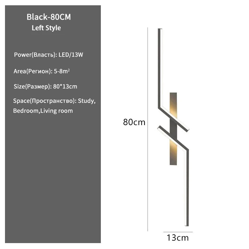 Wall-mounted light fixture with dimensions and specifications on a white background