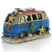 Decorative miniature van with sea creature designs on a white background