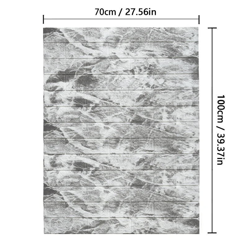 Marble-patterned tile with dimensions indicated on a white background