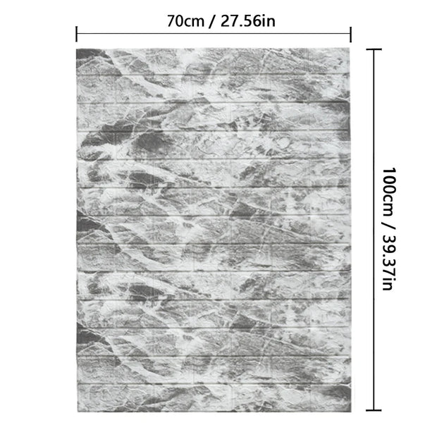 Marble-patterned tile with dimensions indicated on a white background
