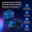Robot cleaner with automatic dust collection docking induction system on a dark background