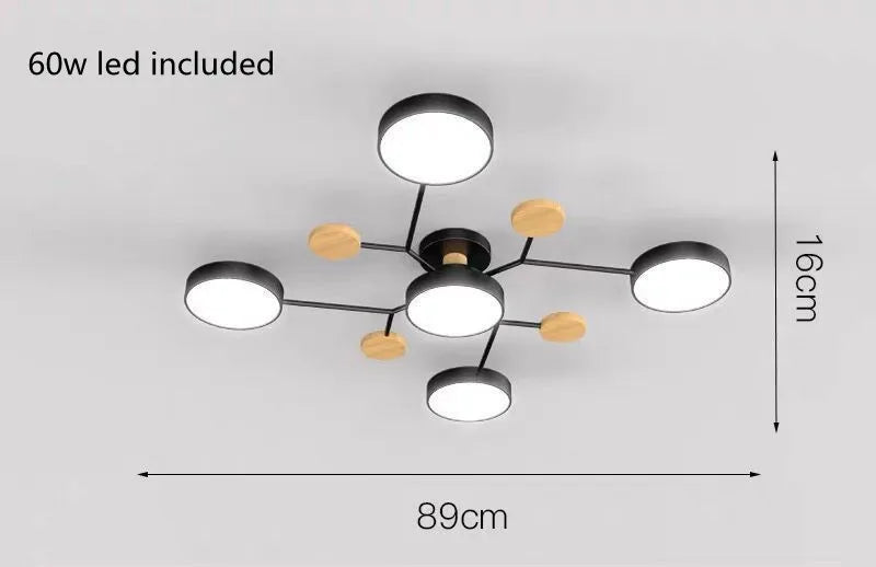 ثريا سقف حديثة متعددة الرؤوس – LED 3 درجات حرارة، 4 أو 5 رؤوس