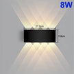 Wall-mounted light fixture with dimensions and power rating on a gray background