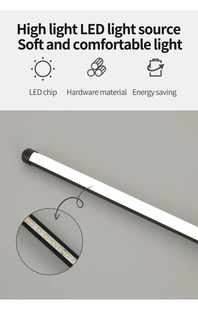 إضاءة جدارية LED عصرية – شكل I من الألومنيوم، قابلة للتعتيم، 3 أحجام