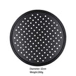 Black pizza pan with holes on a white background