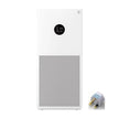 White air purifier with digital display and a power adapter on a white background