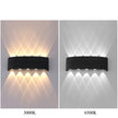 Two black wall lights showing different color temperatures on a gray background.
