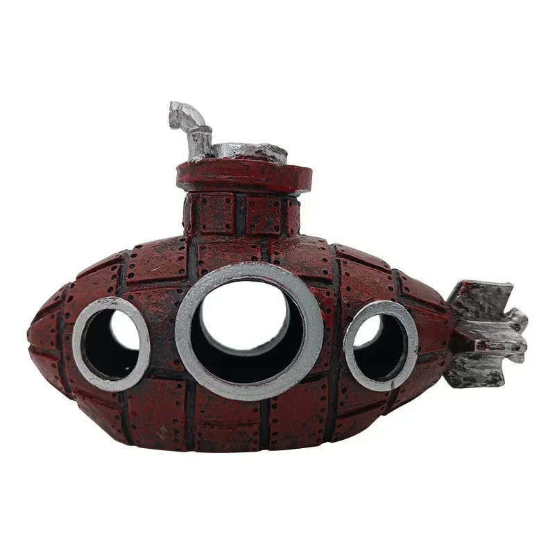Decorative model of a submarine on a white background