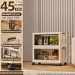 Storage cabinet with dimensions and features displayed on the left, against a neutral background.