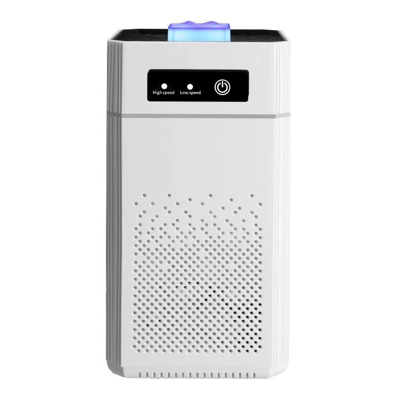 White air purifier with control panel on a white background