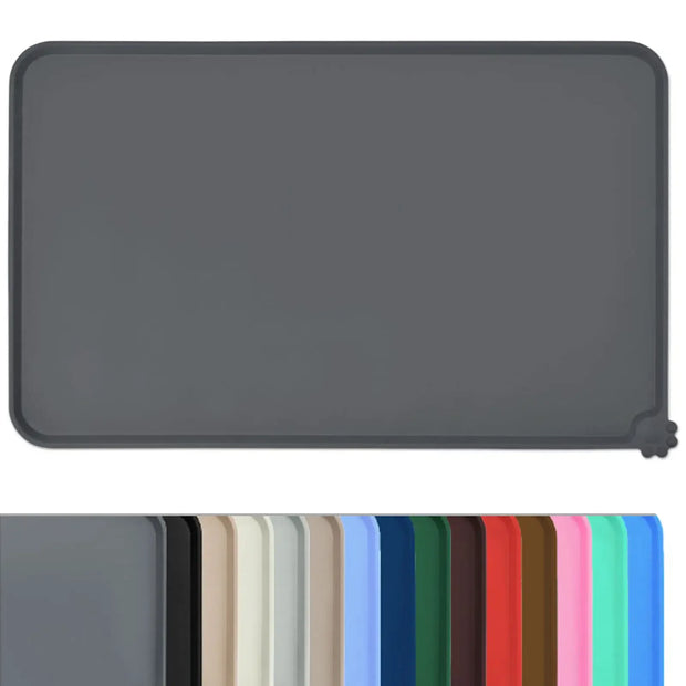 Gray silicone mat with color swatch below on a white background