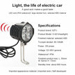 Electric car headlight with specifications on a white background