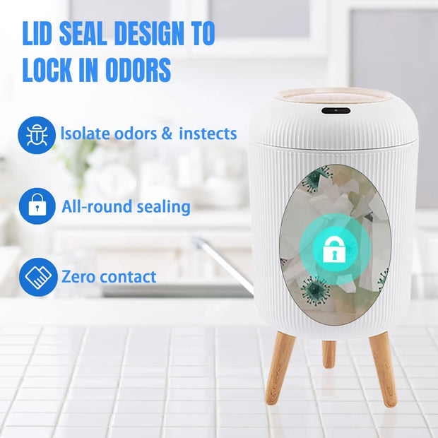 White container with lid seal design on a blurred background