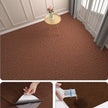 Brown carpet with a table and flowers in a room setting, followed by close-ups of hands using the carpet.