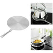Stainless steel frying pan on a white background with additional images of the pan in use.