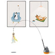 Cat toy with hanging figure on a white background