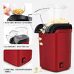 Red popcorn maker with instructions on how to use it