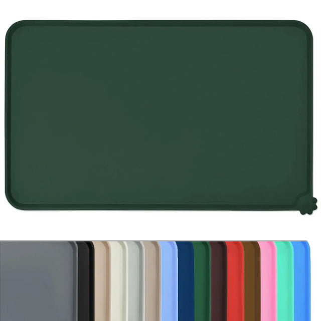 Rectangular green mat with color swatch below on a white background