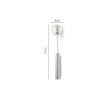Silver whisk with measurement details on a white background