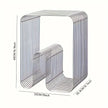 Metal side table with dimensions on a white background
