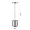 Stainless steel toilet brush with measurements on a white background