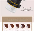 Coffee grinder with adjustable setting and coffee grind size display.