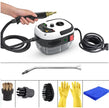 Pressure washer with attachments and cleaning tools on a white background