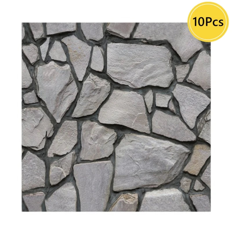 Gray stone mosaic tiles with a label indicating 10 pieces.