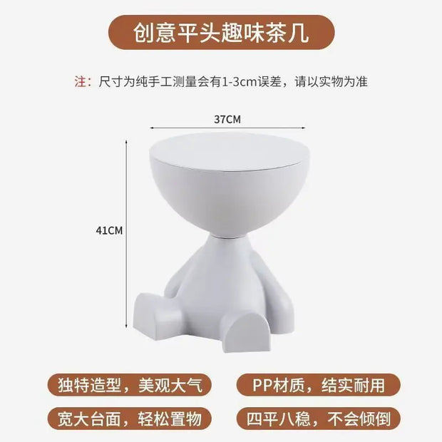 Cute Cartoon Side Table – Minimalist Plastic Sofa End Table with Storage | 6 Colors